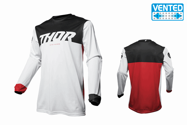 【2020モデル 一斉値下げ!!】 THOR “PULSE AIR” FACTOR MXジャージ” :ホワイト/レッド 【2020モデル 一斉値下げ!!】 THOR “PULSE AIR” FACTOR MXジャージ” :ホワイト/レッド